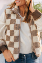 Load image into Gallery viewer, Checked Snap Button Sherpa Jacket