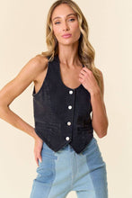 Load image into Gallery viewer, BLACK BUTTON DOWN LIGHT WEIGHT DENIM VEST