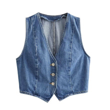 Load image into Gallery viewer, Rizza Denim Vest And Split Hem Skirt Set