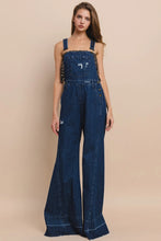Load image into Gallery viewer, Wide Leg Distressed Denim Overalls