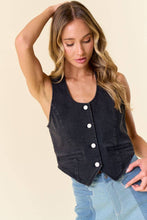 Load image into Gallery viewer, BLACK BUTTON DOWN LIGHT WEIGHT DENIM VEST