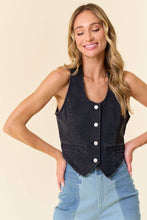 Load image into Gallery viewer, BLACK BUTTON DOWN LIGHT WEIGHT DENIM VEST