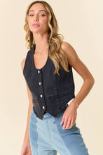 Load image into Gallery viewer, BLACK BUTTON DOWN LIGHT WEIGHT DENIM VEST