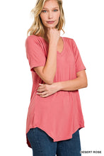 Load image into Gallery viewer, Luxe Rayon Short Sleeve V-Neck Hi-Low Hem