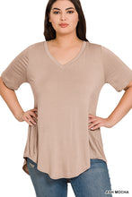 Load image into Gallery viewer, Luxe Rayon Short Sleeve V-Neck Hi-Low Hem