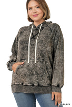 Load image into Gallery viewer, Acid Wash Raglan Sleeve Hoodie with Pocket