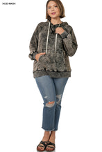Load image into Gallery viewer, Acid Wash Raglan Sleeve Hoodie with Pocket