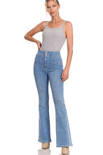 Load image into Gallery viewer, Pintuck Detailed Waist Flare Denim Pants