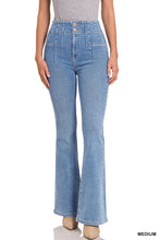 Load image into Gallery viewer, Pintuck Detailed Waist Flare Denim Pants