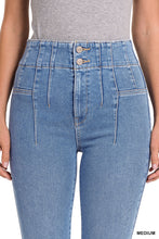 Load image into Gallery viewer, Pintuck Detailed Waist Flare Denim Pants