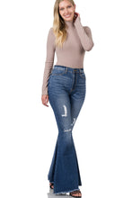 Load image into Gallery viewer, High-Rise Distressed Super Flare Raw Hem Denim