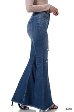 Load image into Gallery viewer, High-Rise Distressed Super Flare Raw Hem Denim