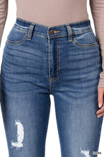 Load image into Gallery viewer, High-Rise Distressed Super Flare Raw Hem Denim