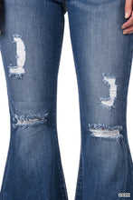Load image into Gallery viewer, High-Rise Distressed Super Flare Raw Hem Denim
