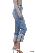 Load image into Gallery viewer, Super High Rise Raw Edge Cuffed Denim