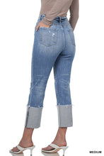 Load image into Gallery viewer, Super High Rise Raw Edge Cuffed Denim