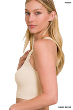 Load image into Gallery viewer, Ribbed Seamless Racerback Crew Neck Crop Tank Top