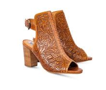 Load image into Gallery viewer, Tan Monika Boot in Hand-tooled Leather