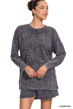 Load image into Gallery viewer, Mineral Wash Long Sleeve Top & Shorts Set