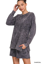 Load image into Gallery viewer, Mineral Wash Long Sleeve Top & Shorts Set