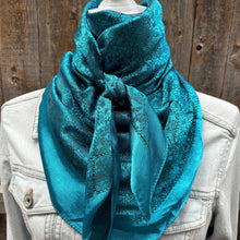Load image into Gallery viewer, Teal Jacquard Wild Rag / Scarf
