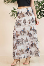 Load image into Gallery viewer, TANIA COWBOY PRINT LINED FULL MESH SKIRT
