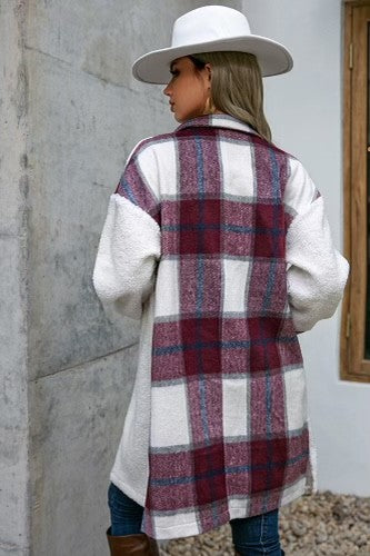 Long Jessie Plaid Sherpa Jacket