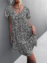 Load image into Gallery viewer, Floral Short Sleeve V Neck Midi Length Dress
