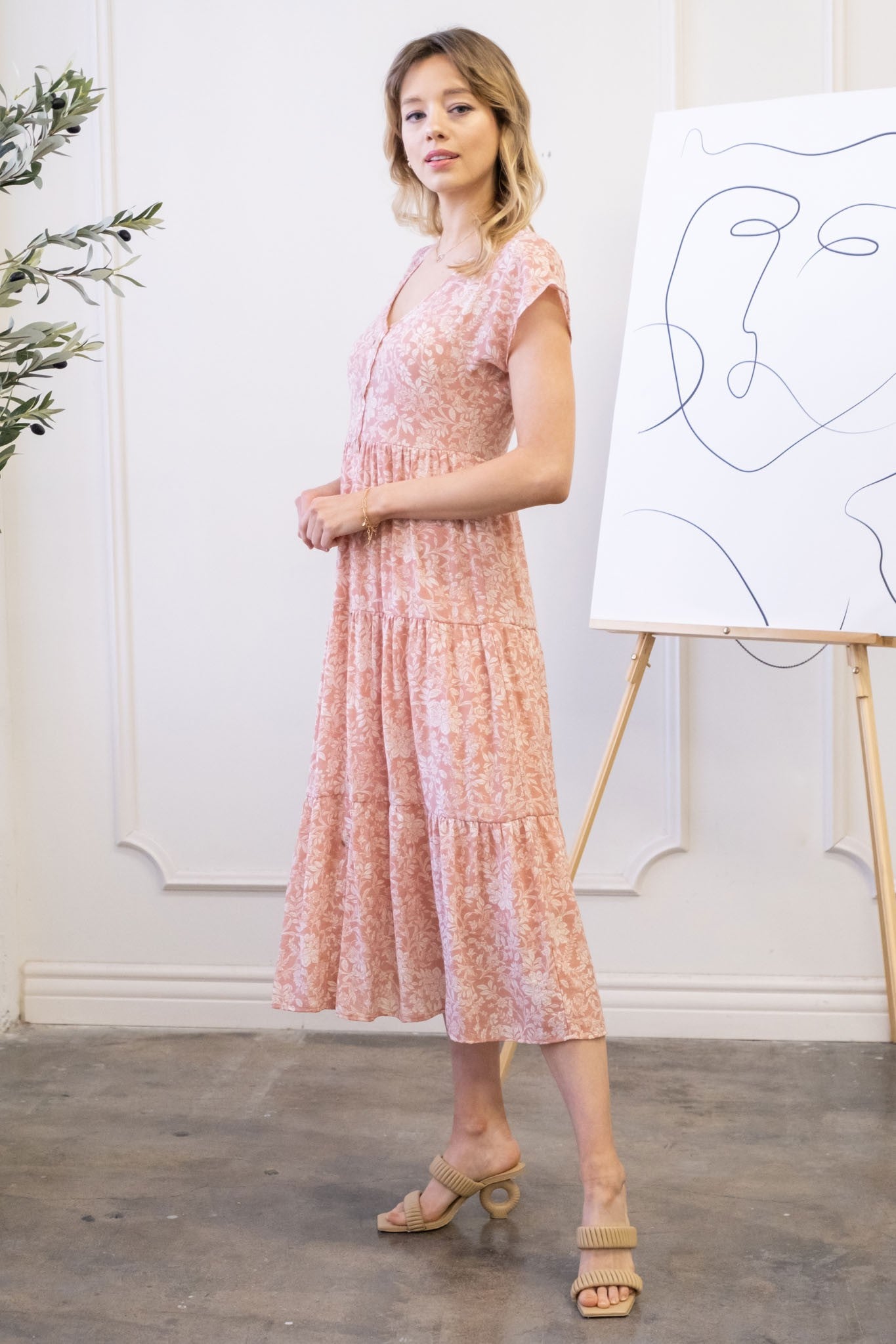 v neck tiered midi dress V Neck Tiered Midi Dress – House of Hart Boutique