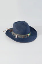 Load image into Gallery viewer, Coastal Cowgirl Beaded Tassel Cowboy Sun Hat
