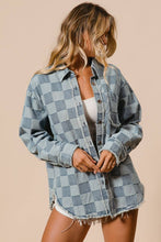 Load image into Gallery viewer, Frayed Edged Washed Denim Checker Jacket
