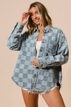 Load image into Gallery viewer, Frayed Edged Washed Denim Checker Jacket
