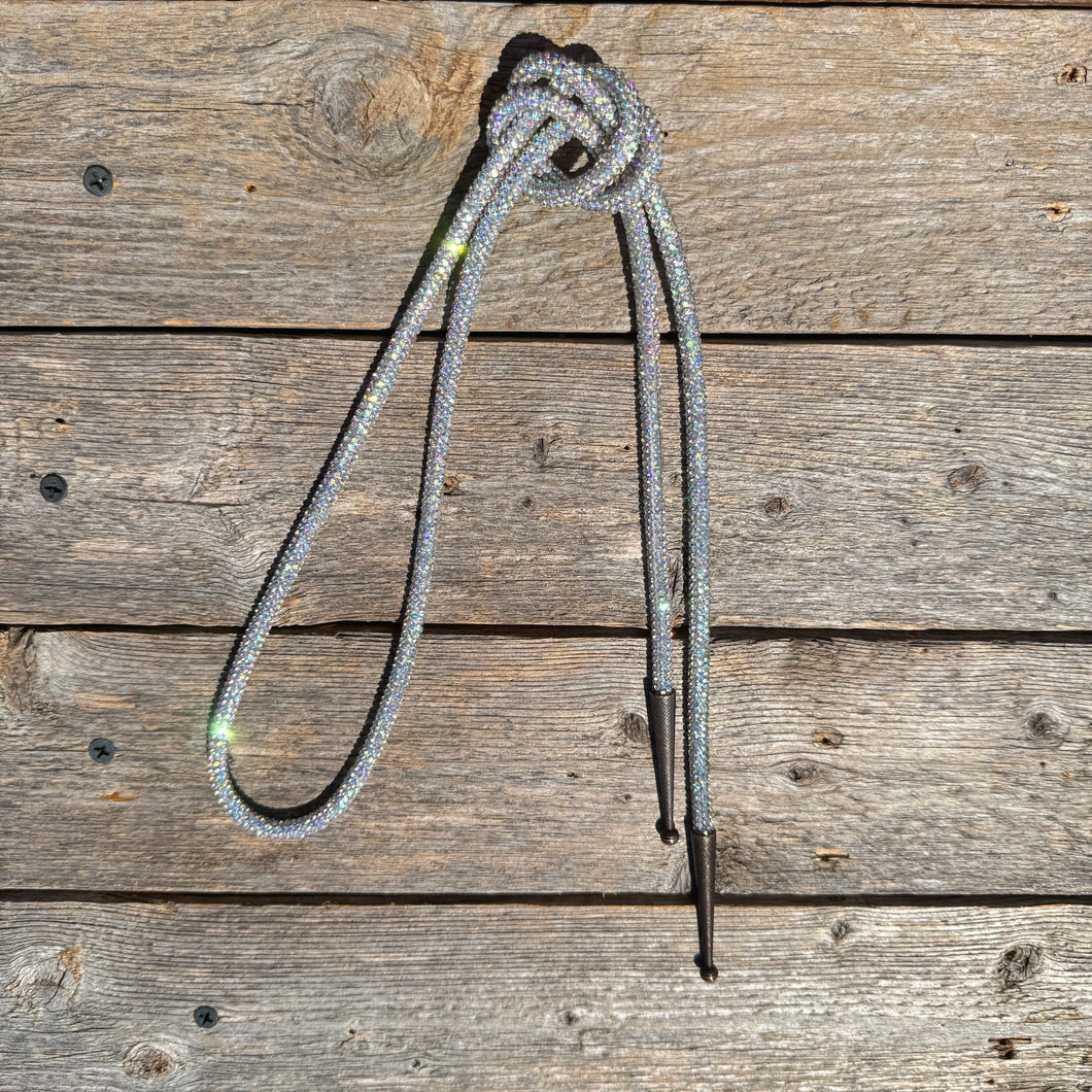 Silver Rhinestone Western Bolo Tie