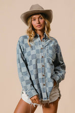 Load image into Gallery viewer, Frayed Edged Washed Denim Checker Jacket
