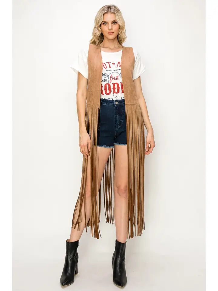 Long Faux Suede Vest
