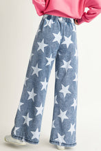 Load image into Gallery viewer, Star Print Light Wash Drawstring High Waist Jeans
