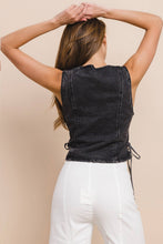 Load image into Gallery viewer, BOHO DENIM VEST TOP WITH LACE UP SIDES
