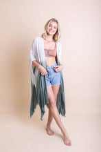Load image into Gallery viewer, Ombre Vertical Multicolor Stitched Kimono
