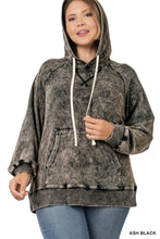 Load image into Gallery viewer, Acid Wash Raglan Sleeve Hoodie with Pocket
