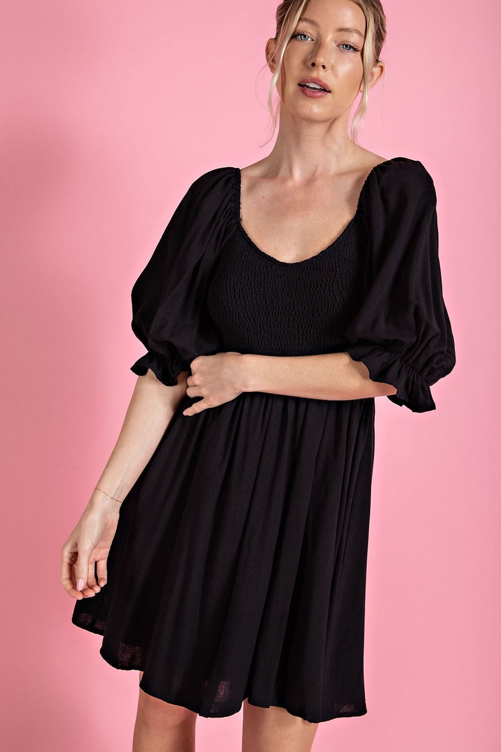 Jenna Bubble Sleeve Mock Dress