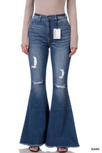 Load image into Gallery viewer, High-Rise Distressed Super Flare Raw Hem Denim
