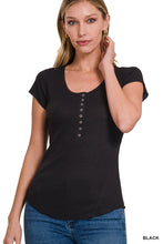 Load image into Gallery viewer, Baby Waffle Snap Button Cap Sleeve Tee
