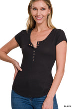 Load image into Gallery viewer, Baby Waffle Snap Button Cap Sleeve Tee
