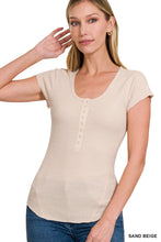 Load image into Gallery viewer, Baby Waffle Snap Button Cap Sleeve Tee
