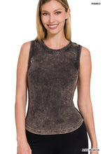 Load image into Gallery viewer, Washed Ribbed Sleeveless tank top with exposed seam
