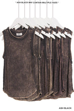 Load image into Gallery viewer, Washed Ribbed Sleeveless tank top with exposed seam
