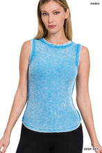 Load image into Gallery viewer, Washed Ribbed Sleeveless tank top with exposed seam
