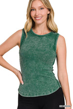 Load image into Gallery viewer, Washed Ribbed Sleeveless tank top with exposed seam
