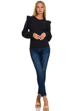 Load image into Gallery viewer, RUTHIE RUFFLE LONG SLEEVE SWEATER
