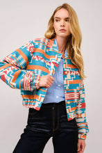 Load image into Gallery viewer, Jacquard Aztec Snap Up Bomber Jacket
